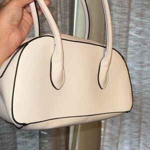 Aldo Cream Shoulder Bag with Black Trim
